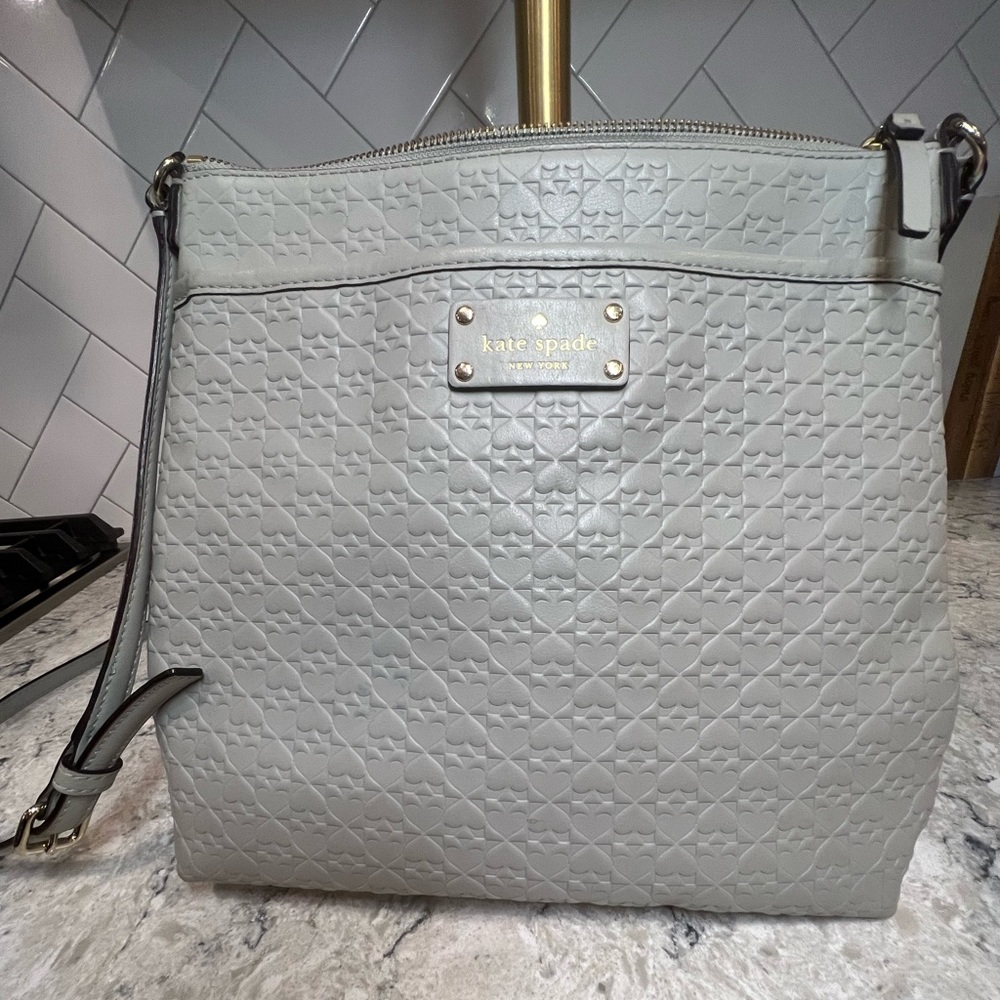 KATE SPADE LEATHER CROSSBODY BAG IN GRAY COLOR WITH GRAY LINING 🩶🩶